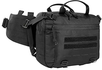 Tasmanian Tiger TT Modular Hip Bag 3 - große Taktische 5 Liter Hüft-Tasche, vielseitige Rucksack Zusatz-Tasche mit separat als Warrior Belt verwendbarem Hüft-Gurt und Lasercut Molle, Schwarz