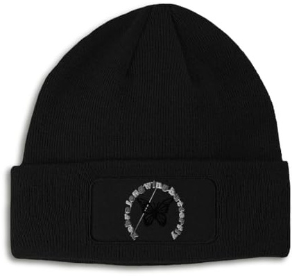 Custom Patch Beanie Zebra Longwing Butterfly Winter Hats Acrylic Skull Cap Hats for Men & Women 1 Size Black Design Only
