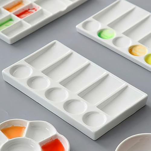 XUBX Paleta de Pinturas de Cerámica, Paleta de Colores Bandeja de Pintura, Paleta de Cerámica, Paleta de Pintura de Artista, Paleta Pintura, Paletas de Pintura para agua, aceite o color acrílico