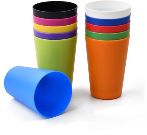 Granvoo 11 Colores Vasos Plástico Coloridos, Apilables Vasos Duro 260ml, Vasos de Plástico Reutilizables, para Fiestas Bodas Camping Pícnics