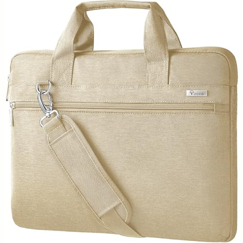 Voova Funda para Portátil de 14 15 15,6 16 pulgadas Protección 360° Maletin Ordenador Bolsa Laptop Bag Impermeable Antichoque Beige Albaricoque