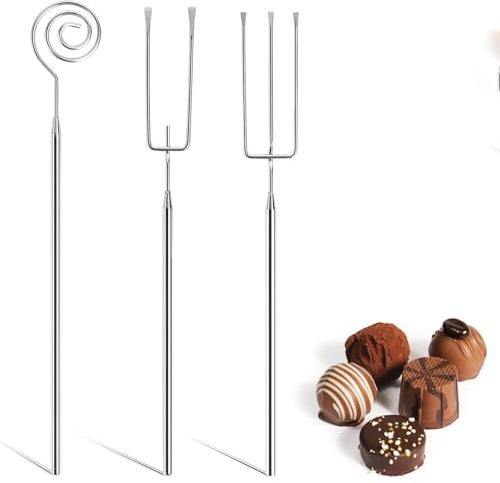 Weenwill Praline Fork,3 Pcs Chocolate Diving Forks,Stainless Steel Chocolate Pralines Cutlery Chocolate Dipping Forks Patisserie Forks for Handmade Chocolates Sweets Chocolates Truffles