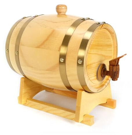 ACROSSPART Botte di legno da 3 litri con manico e rubinetto, botte di vino di pino