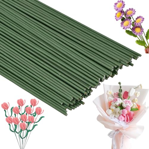 100 Alambres de Calibre Verde Floristas 30cm–Tallo Floral Duradero para Flores Artificiales y Naturales, Perfecto para Arte Floral y Manualidades