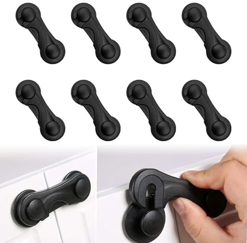 8 Pcs Cupboard Locks for Children, Cupboard Locks, ABS Material Prevent Baby Pinch Injuries and Bumps,Easy to Use for Cabinets and Refrigerators for Protecting Kids Toddlers (Black）