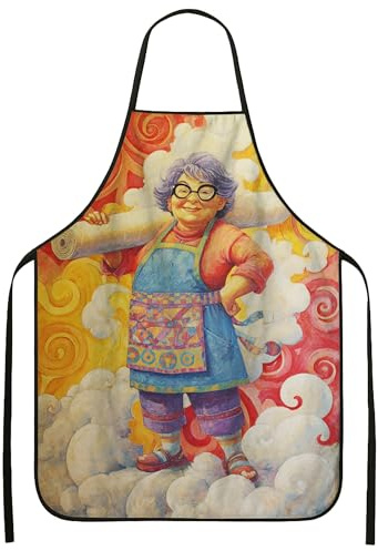 Delantal artístico para cocinar, delantal de cocina de diseño colorido, divertido equipo culinario para chefs caseros, ideal para primavera, Varios colores, 24x31 Inch
