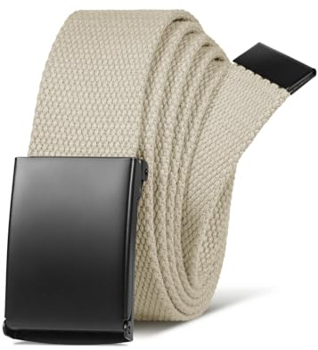 LXMY Belts for Men,Work Belts for Men,Mens Adjustable Canvas Fabric Nylon Golf Belt Fits Anywhere(Khaki)
