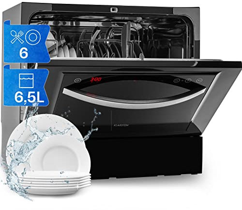 Klarstein Mini-Geschirrspüler für 6 Gedecke, Leiser Geschirrspüler Klein mit 7 Spülprogrammen, Kleiner Tisch-Geschirrspüler für Zuhause, Büro und Camping, Geschirrspüler Mini mit Wasseranschluss