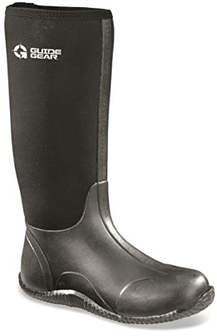 Guide Gear Menâs High Waterproof Rubber Boots for Rain, Mud, Fishing, Hunting Black 10D (Medium)