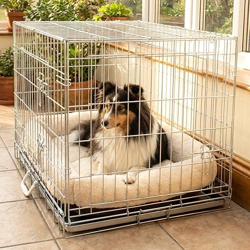Cozy Pet 30 Dog Crate with Metal Tray 77cm Silver Dog Cage Silver Folding Puppy Crate, Galvanised Medium Puppy Cage, Cat Carriers DC30S