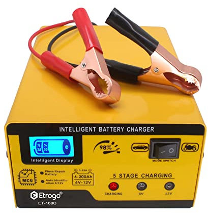 Ladegerät Autobatterie 12V 6V 10A KFZ Batterieladegerät Vollautomatisches Intelligentes Erhaltungsladegerät für Auto, Motorrad