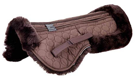 Merauno Lambskin Correction Pad Lambswool Pockets Saddle Cushion with Velcro Strap or Zip 4 Pieces Felt Inserts contain Real Lambswool and Quilted Cotton for Pony & Warmblood