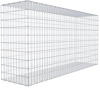 GABIONA Panier à pierre carré - Dimensions des mailles : 5 x 10 cm - Profondeur : 50 cm - Gabion : 200 x 100 x 50 cm (L x H x P) - Anneau en C