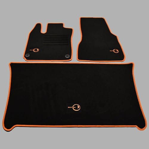 Mattenprofis Velours Logo Fußmatten Set kompatibel mit Smart Fortwo 453 Coupe und Cabrio (alle Modelle) ab Bj.07/2014 orange
