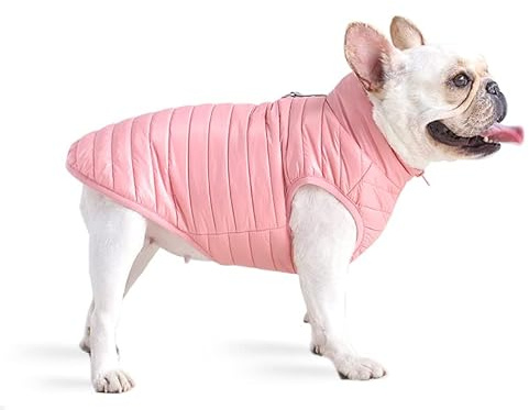 BT Bear Dog Winter Coat with D Ring,Super Light Small Dogs Warm Coat Zip Waterproof Pet Cat Warm Jacket Vest Apparel for Small Medium Dogs(M,Pink)