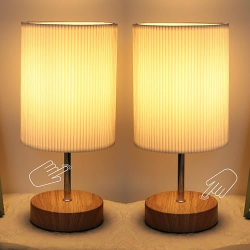 HSLighting Nachttischlampe 2er Set LED Tischlampe Touch Dimmbar Glühbirne 3 Helligkeitsstufen Einstellbar Schreibtischlampe Minimalistische für Nachttisch Schlafzimmer Lesen Wohnzimme