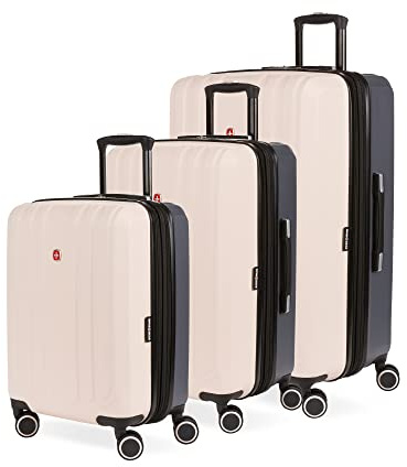SwissGear Duet Expandable Luggage Set, 3-Piece Hardside Luggage Set with Spinner Wheels
