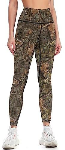 Tadxcjz Camouflage High Waisted Yoga Pants for Women 4-Way Stretch Soft Running Workout Leggings Athletic Yoga Pants M