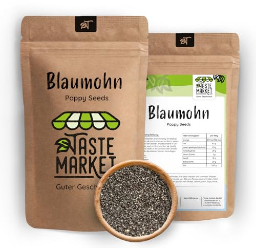500 g Blaumohn | ganze Mohnsamen | Ideal zum Backen | 100% naturbelassen | Taste Market