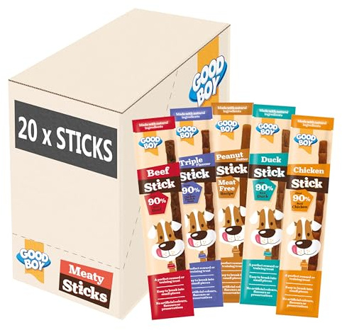 Good Boy Meaty Sticks Variety Pack - Natural Dog Treats - Training Treats - Bulk Box - 20 x 15g