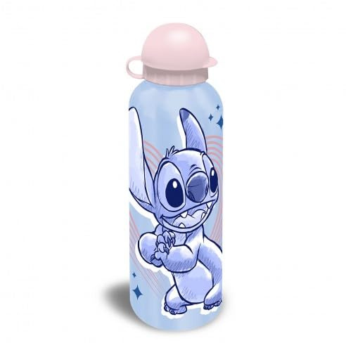 Disney Stitch Kids Trinkflasche Aluminium Trinkflasche mit Strohhalm 500ml für Schule (Blauer Stich)