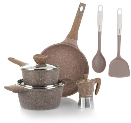 KASANOVA batteria di pentole antiaderenti 0 Grassi 8 pezzi - pentole per induzione e ogni piano cottura, sempre antiaderenti