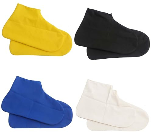 MisFun 4 Paires Couvre Chaussure Impermeable, Silicone Surchaussures Impermeables, Surchaussures Lavable Surchaussures Antidérapantes, Protege Chaussure Pour Pluie, Jour de Neige (M)