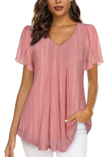 ACDAY Women Summer Tops Pink Tops for Women UK Tunic Tops for Women UK