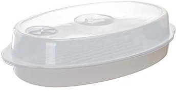 Ciieeo Microwave Steamer Fish Dish with Lid, Fast Heat Transfer Steamed Fish Plate, Versatile Microwave Steamed Plate for Healthy Cooking and Food Preservation