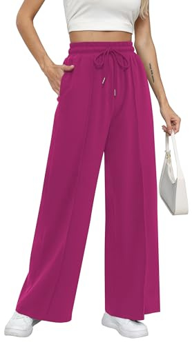 Missufe Pantalon de jogging pour femme - Pantalon de sport - Pantalon de survêtement long - Pantalon cargo - Pantalon de loisirs avec poche 2025 - Pantalon large avec poche, Rose chaud, XL