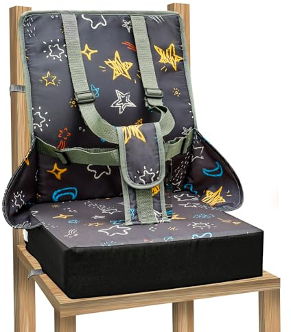 Toddler Booster Seat for Dining Chair Portable Kid Dinning Chair Increasing Cushion with Adjustable Safety Buckl Washable Travel Highchair Booster Cushion with Straps for Kids Child Dinning Table