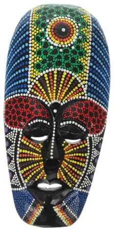ULTECHNOVO Tribal Mask Wall Art Hand Carved Wooden Tiki Mask Decor Random Style African Wall Ornament Lightweight Easy to Hang for Home Bar Decoration