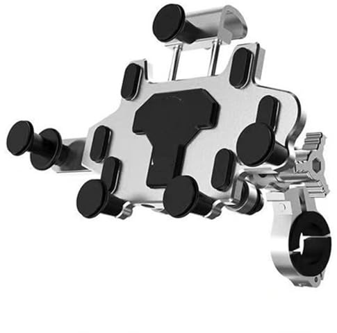 Soporte De Navegación para Teléfono Móvil con Ajuste Giratorio De Aleación Mejorado 2024 Soporte Amortiguador para Motocicleta Y Bicicleta. Soporte navegación(H99 Silvery)