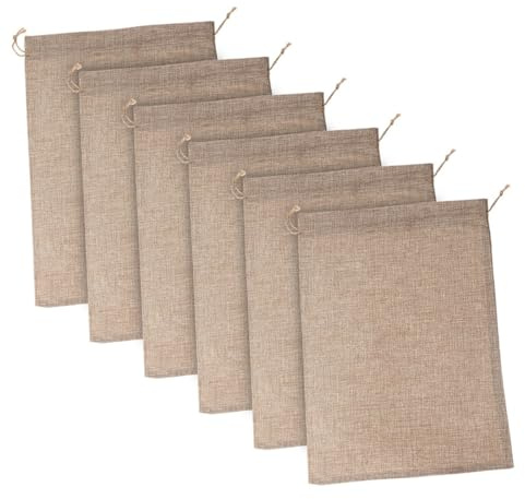 CAXUSD 6 pezzi Sacchetti Juta con Coulisse Sacco Patate Traspirante e Resistente per Verdure Semi e Alimentari Borsa Naturale Riutilizzabile per Cucina e Giardino