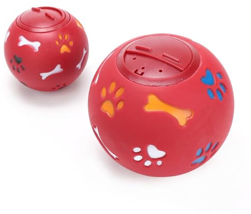 QUMIIRITY Pelota para Perros Grande Roja de Fuga de Comida, Juguete Educativo Interactivo sin Tóxicos ni Olores, Bola Masticable Aroma a Leche para Entrenamiento y Entretenimiento