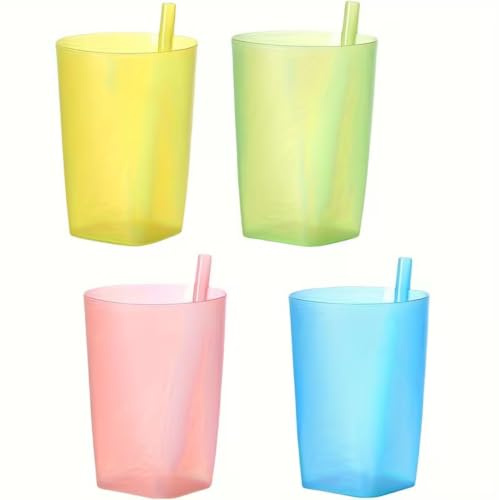 1pcs Reusable Plastic Tumbler with Built-in Straw 360ml | Travel Water Cup for Kids & Students, Summer Party Juice Mug & Eco-Friendly Outdoor Drinking Cup. Blind Box (Random Pastel Colour Sent)