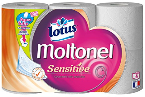 Lotus Moltonel Papier Hygiénique Sensitive Aquatube x 6 Rouleaux Lot de 3