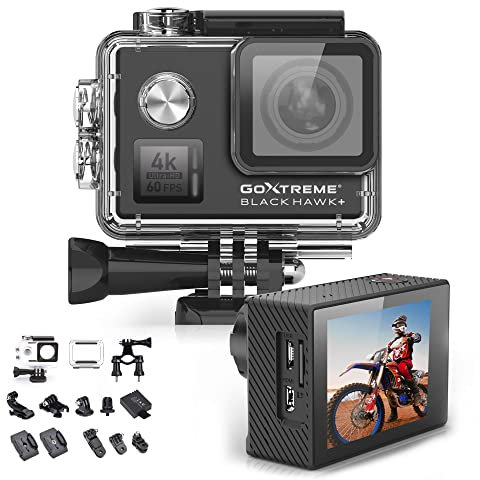 EASYPIX Cámara Deportiva GOXTREME Black Hawk+, Negra, Resist. al Agua 60m