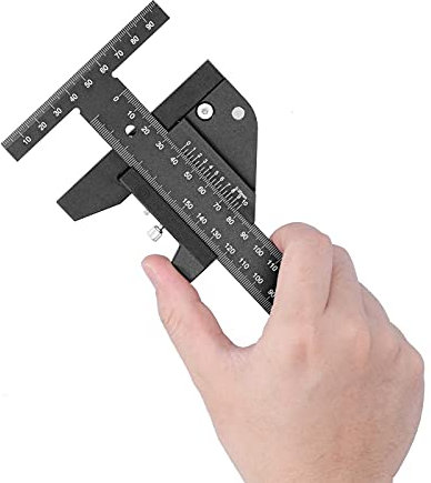 Fafeicy 0~210 mm T-Typ Lineal mit 0,05 mm Genauigkeit, Aluminiumlegierung multifunktionales Holzlineal, mit zwei vertikale Endskalen, für Multifunktionale Strichzeichnung und -messung