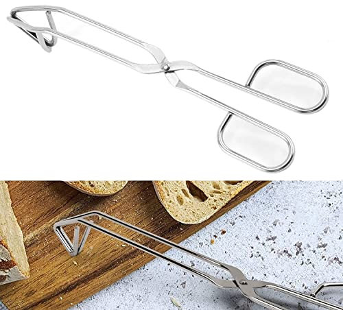 Voarge Pinza per arrosti, in acciaio inox, per cucinare il pane, per alimenti, per barbecue, per il pane, per il pane, per il carbone, per il cibo