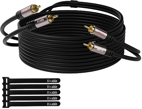RCA Cable 8 FT, 2RCA Male to 2RCA Male Stereo Audio Cables, Dual Shielded Digital Analogue, 2 RCA Subwoofer Cord for Home Theater, HDTV, Amplifier, Hi-Fi System, Car Audio, Speaker, 23AWG OFC Core