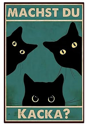 Yiruhe “Machst du Kacka? Witziges Schwarze Katze Schild - Lustige Badezimmer Wanddekoration, 30x20cm (DE 2338)