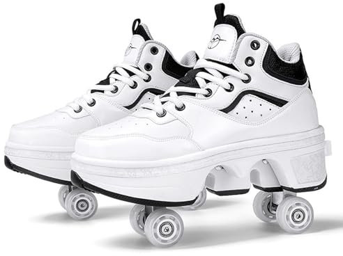 2 in 1 Schuhe mit Rädern, Rollschuhe Skateboard Schuhe, Multifunktionale Deformation Skate Schuhe, Outdoor Turnschuhe für Männer und Frauen,41