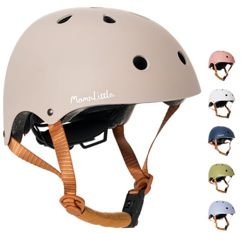 MomnLittle Kids Bike Helmet with Quick Pinch-Free Magnetic Buckle CPSC Certified Bike Helmet for Toddler Boys and Girls (Warm Grey, X-Small: 18.8-20.08 / 48-53cm)