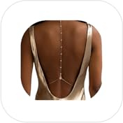 Bride Backless Rhinestone Waterdrop Body Chain Belly Waist Necklace (Water Drop&Silver)
