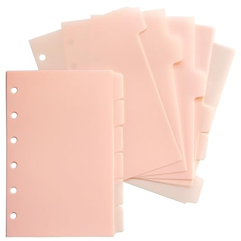 DY.2ten 12 Fogli Divisori per Raccoglitori Ad Anelli A7 Plastica, Divisorio Pagina Indice Tab, Cartoncini Separatori，per 6 Fori Quaderni ad Anelli, per Scuola o Ufficio，Rosa Chiaro