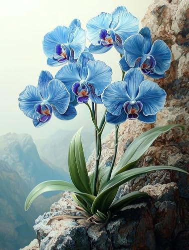 5D DIY Orchidées jade Kits de Peinture Diamant, Diamond Painting pour Adulte Débutants, Diamond Art Kits Strass Point de Croix Cristal Painting pour Maison Décor Cadeaux pour Femmes 30x40 cm H-1059