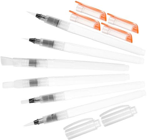 SECFOU Rotuladores de Pincel de Agua Recargables 6 Piezas 190 Mm para Pintura Acuarela, Material de Arte para Principiantes, Pinceles Útiles para Dibujo y Mezcla en Manualidades