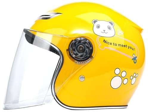 Casco Per Bambini, Casco Da Bici Per Bambini, Casco Di Sicurezza Leggero Per Bambini E Bambine Dai 3 Ai 12 Anni, Casco Da Moto Aperto Con Visiera 7,(51-56CM)