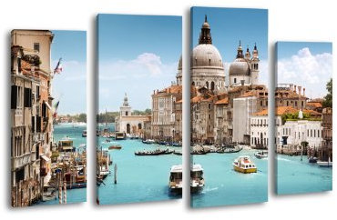 Leinwandbild Venedig Basilica Santa Maria LW230 Wandbild, Bild auf Leinwand, 4 Teile, 180x100cm, Kunstdruck Canvas, XXL Bilder, Keilrahmenbild, fertig aufgespannt, Bild, Holzrahmen, Venedig, Italien, Kanal,
